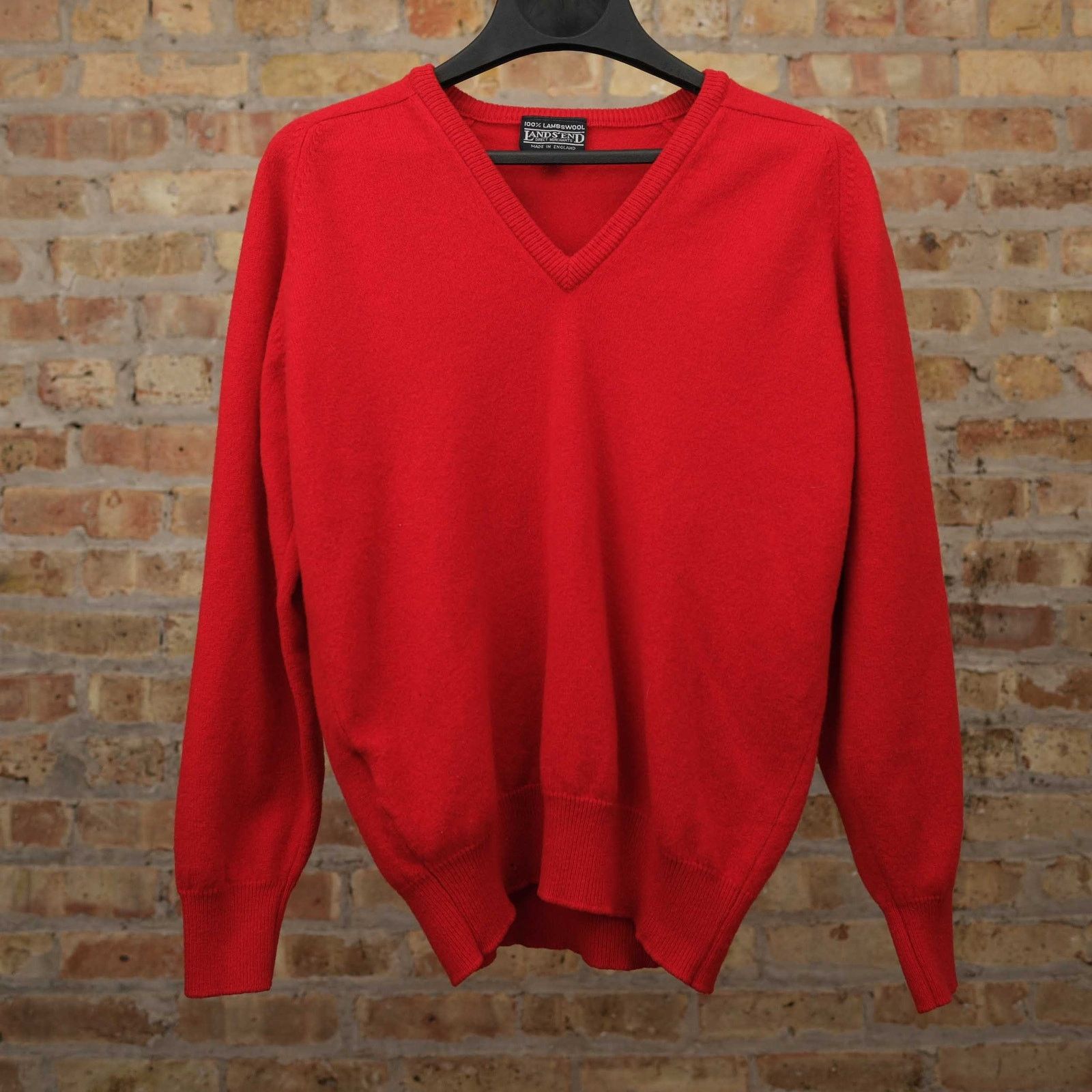 Lands' End VTG Made in England Lands End V Neck Lambswool Red Sweater M Size US M / EU 48-50 / 2 - 1 Thumbnail