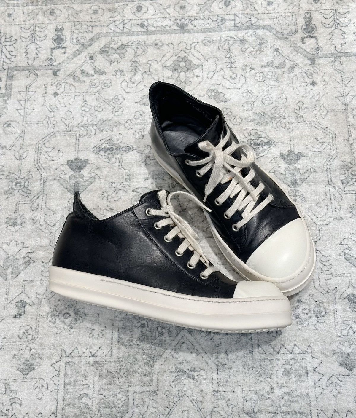Rick Owens Rick Owens Mainline Black & White Calfskin Low-Top Converse Size US 8 / EU 41 - 4 Thumbnail