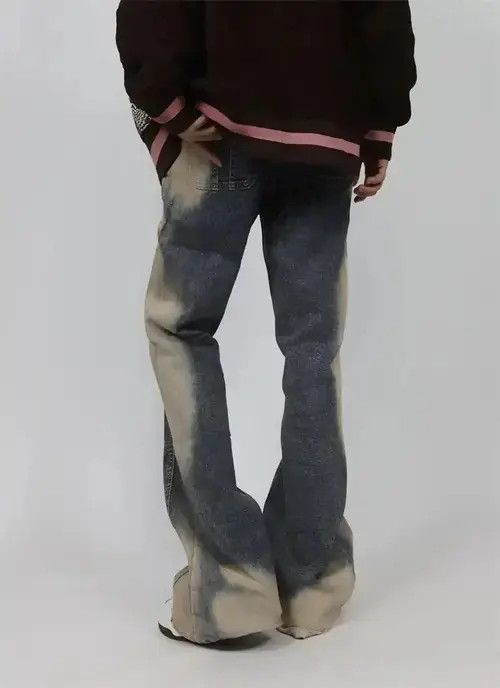 VIBE Men Washable Tie Dyed Flared Baggy Jeans Size US 28 / EU 44 - 4 Thumbnail