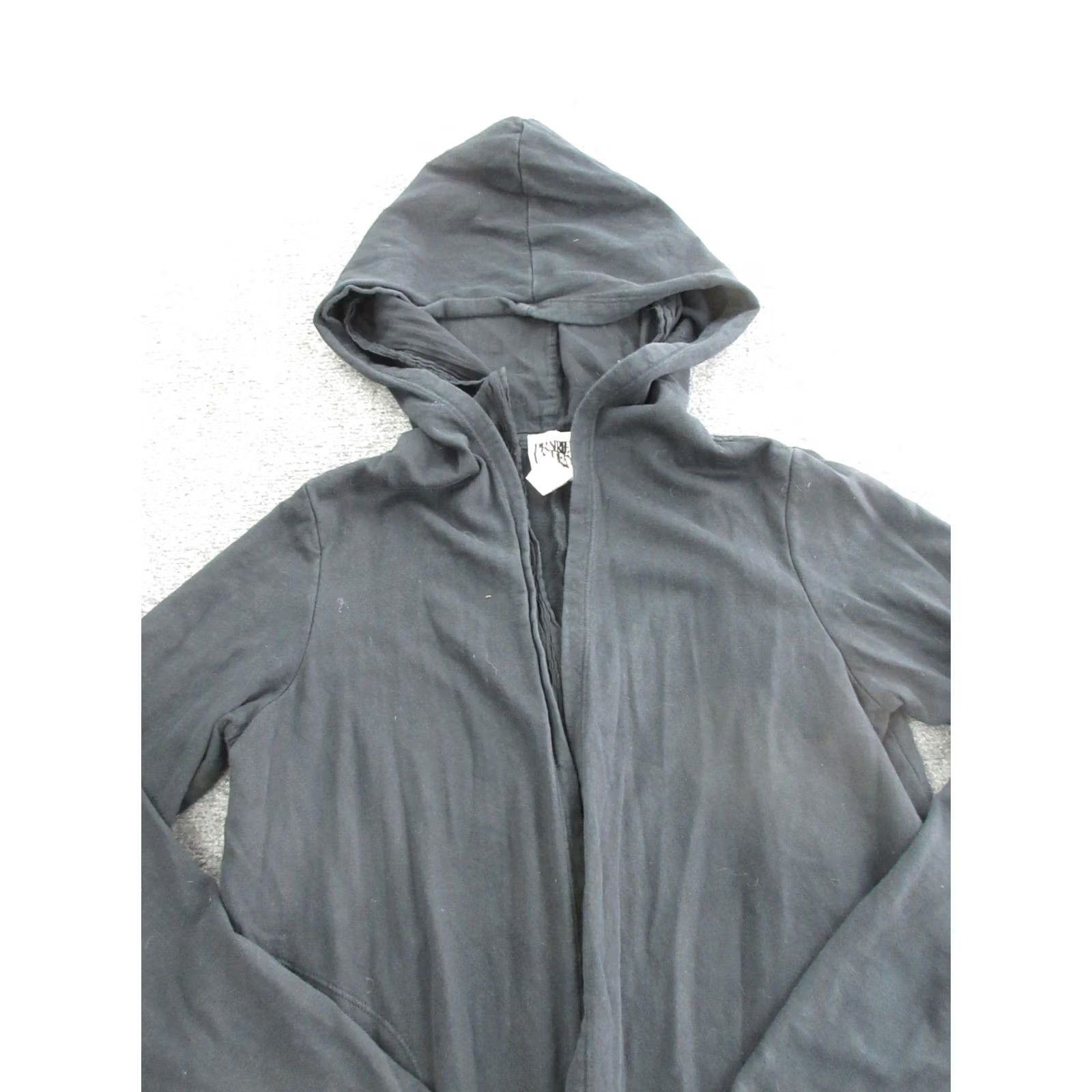 Vintage Prairie Underground Coatigan Womens Medium Black Organic Cotton Hooded Open Size M / US 6-8 / IT 42-44 - 2 Thumbnail
