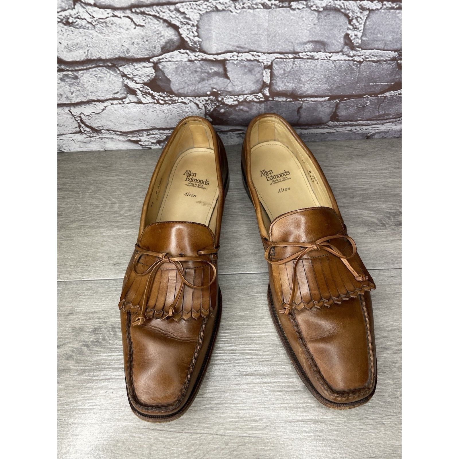 Allen Edmonds Allen Edmonds Alton USA Brown Leather Kiltie Square Toe Loaf Size US 12 / EU 45 - 1 Thumbnail
