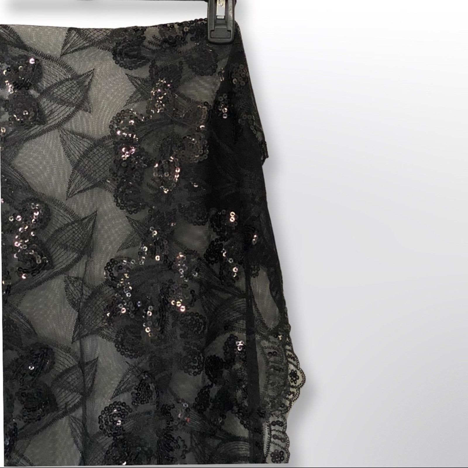 Other Vintage Lace And Sequined Dress Scarf Black Size ONE SIZE - 4 Thumbnail