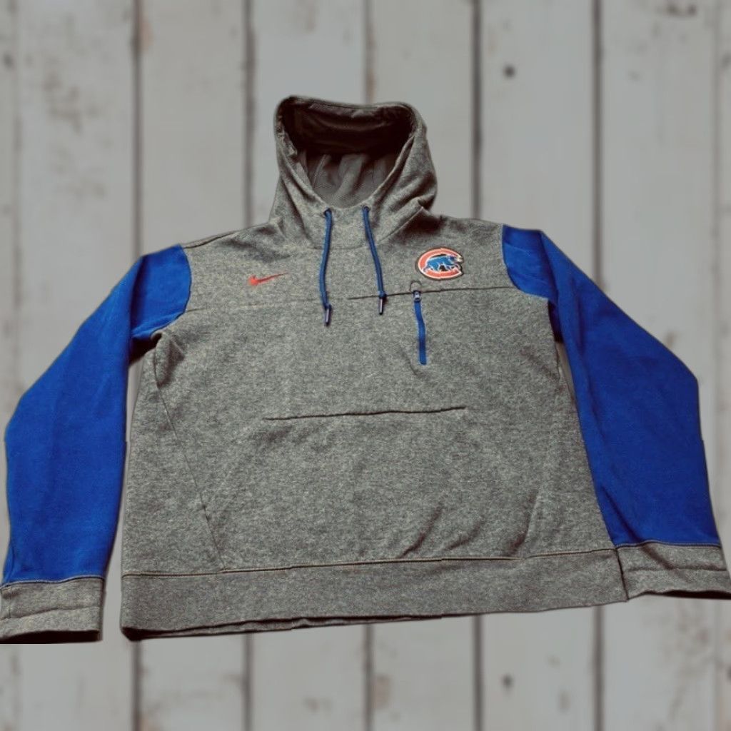Nike NIKE BSBL CHICAGO CUBS Mens Large Hoodie Gray Chest Pocket Heavy Sweatshirt 8215 Size US L / EU 52-54 / 3 - 1 Thumbnail