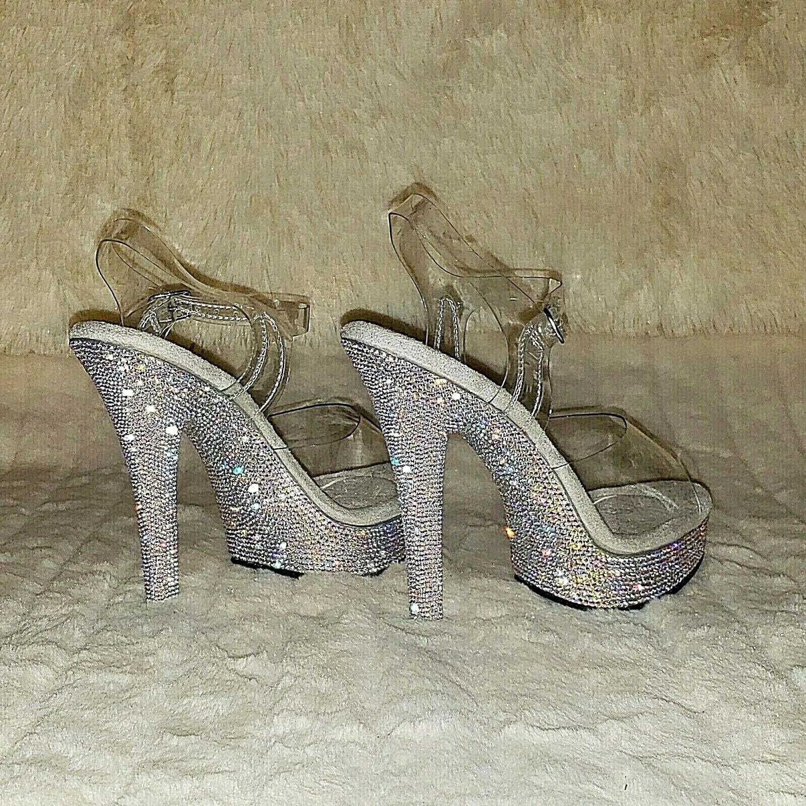 Other Majesty 508DM Rhinestone Platform 5" Stiletto High Heel Shoe Size US 6 / IT 36 - 4 Thumbnail