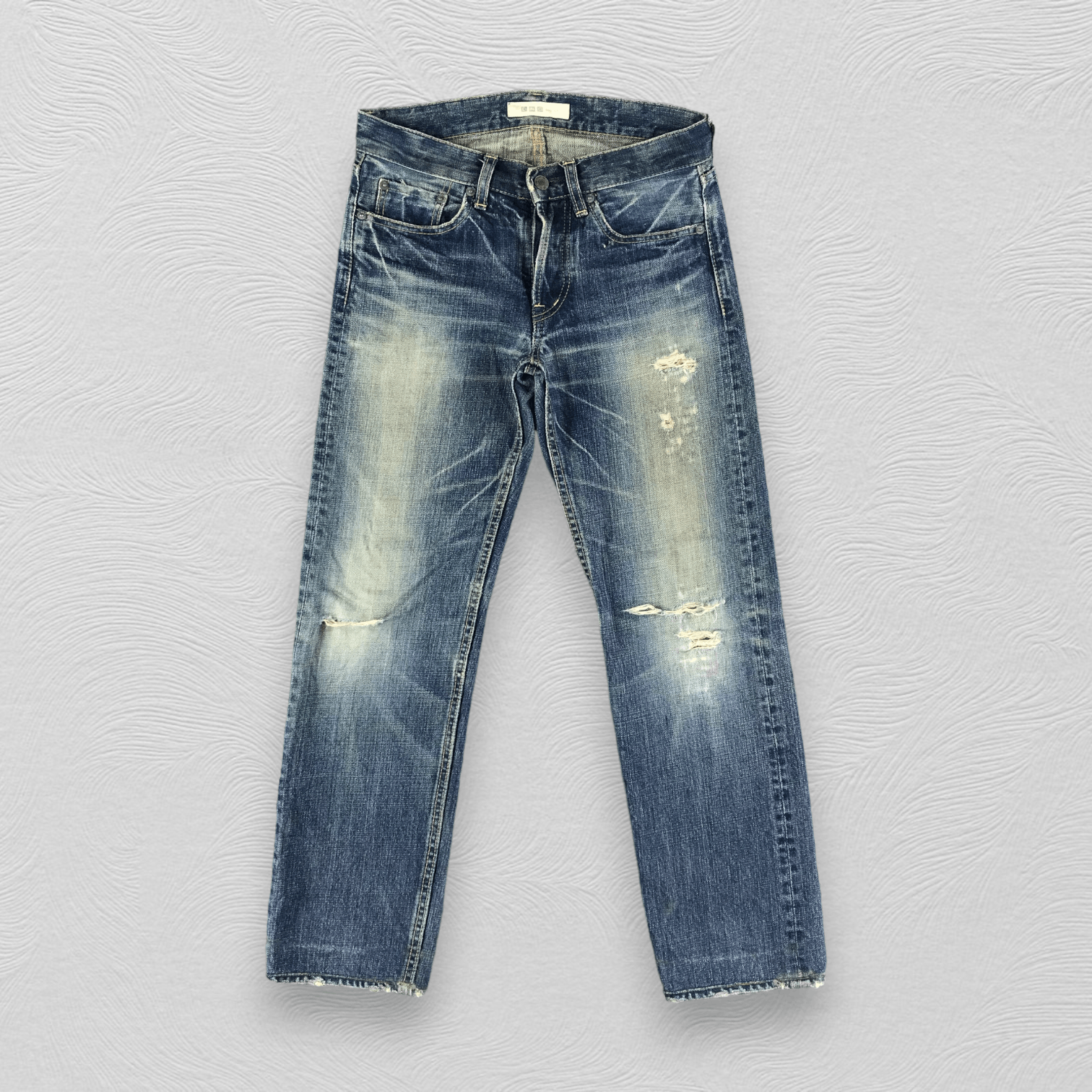 image of Domingo Jeans Faded Blue Distressed Denim Kj1598, Men's (Size 30)
