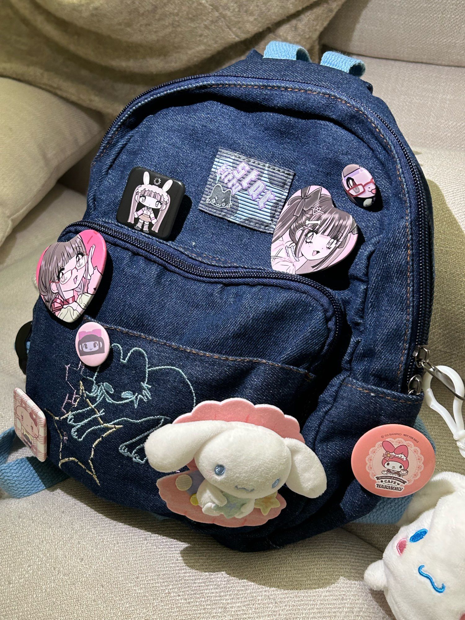 The Unbranded Brand Kawai Cat Denim Backpack Size ONE SIZE - 4 Thumbnail