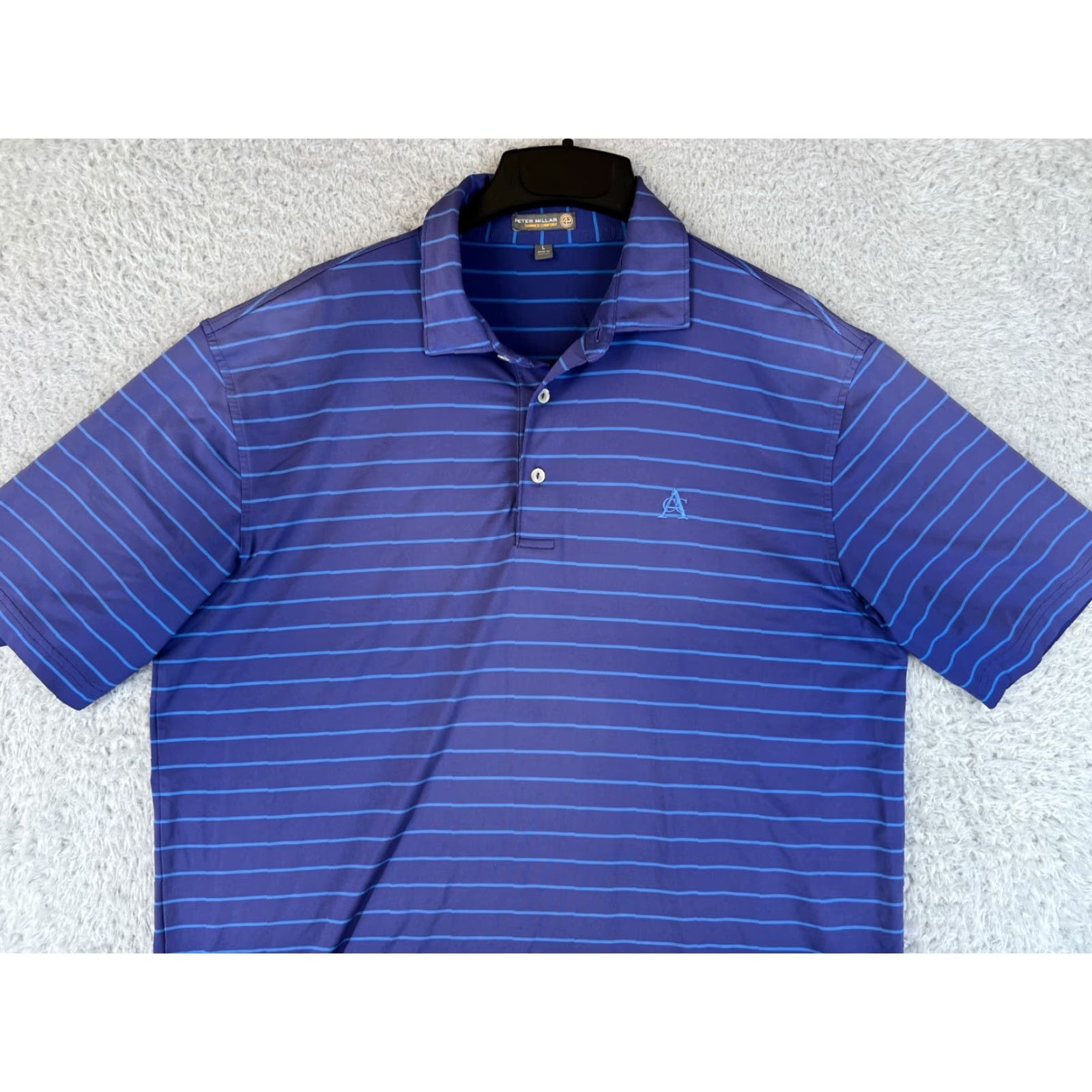Peter Millar Peter Millar Polo Shirt Mens Large Blue Stripe Golf Summer Comfort Outdoor Wear Size US L / EU 52-54 / 3 - 6 Thumbnail