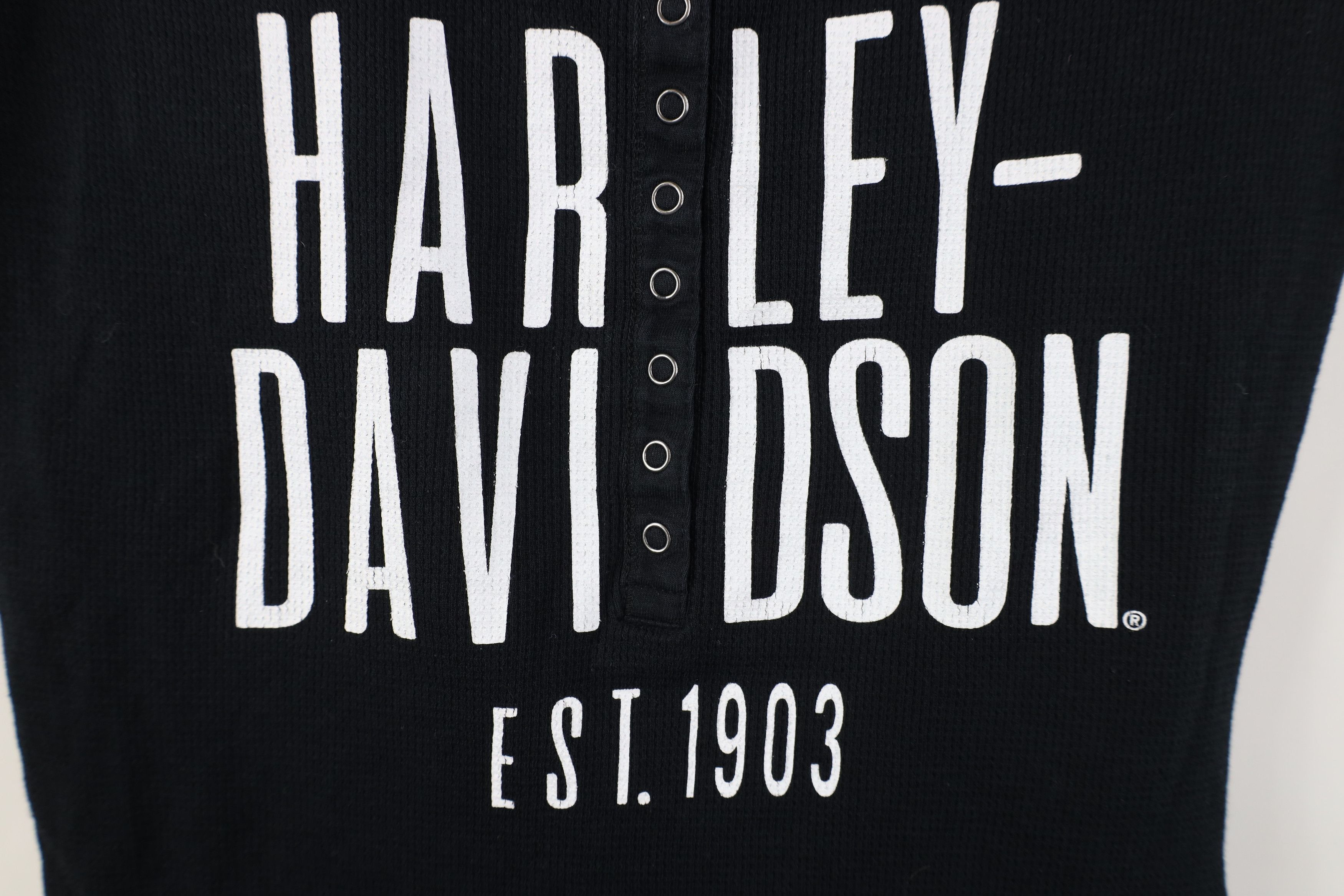 Harley Davidson Vintage Y2K Harley Davidson Waffle Knit Henley T-Shirt Size XS / US 0-2 / IT 36-38 - 4 Thumbnail