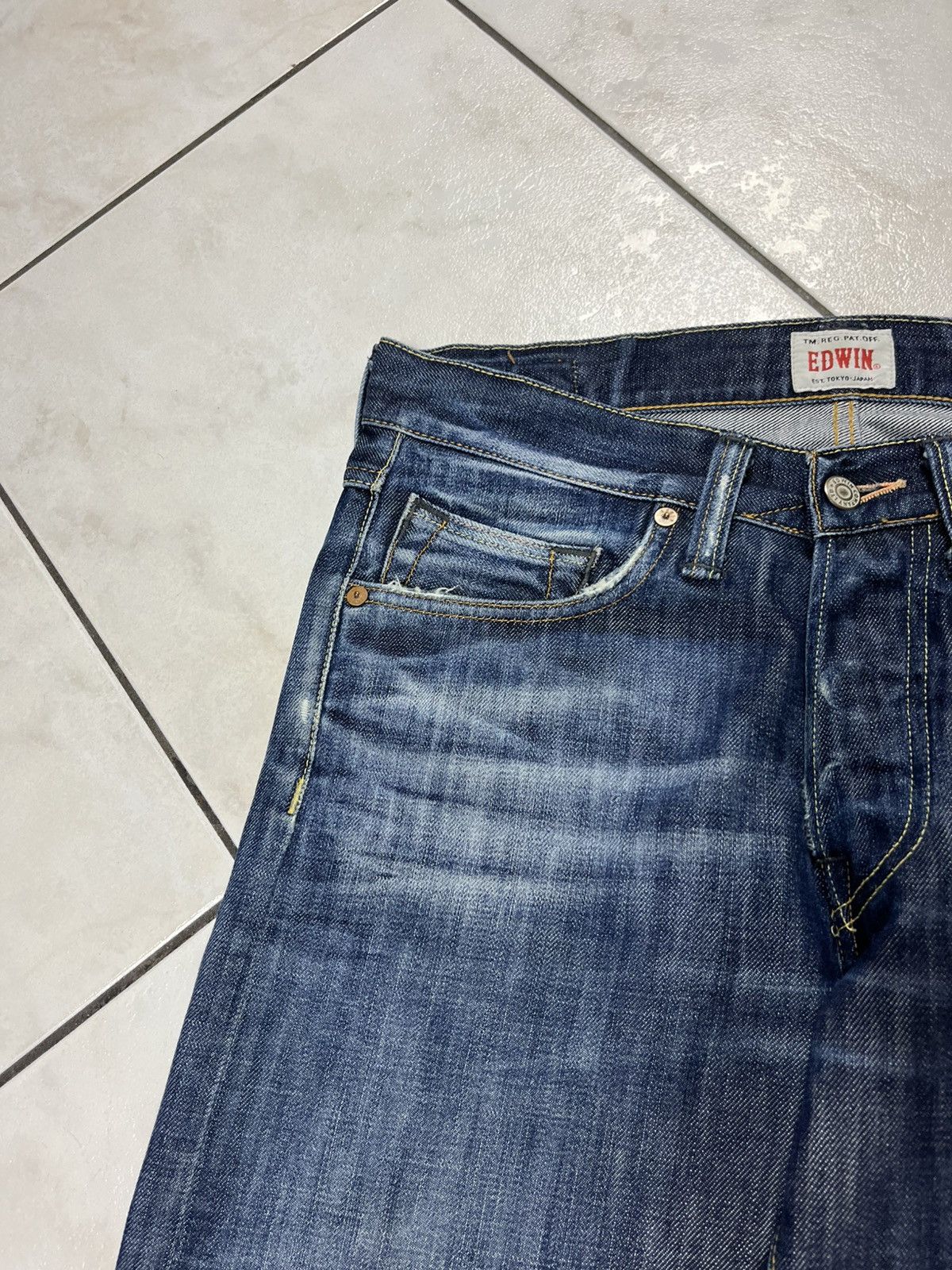 Edwin × Vintage Vintage Edwin ed-47 regular distressed denim washed jeans Size US 30 / EU 46 - 7 Thumbnail