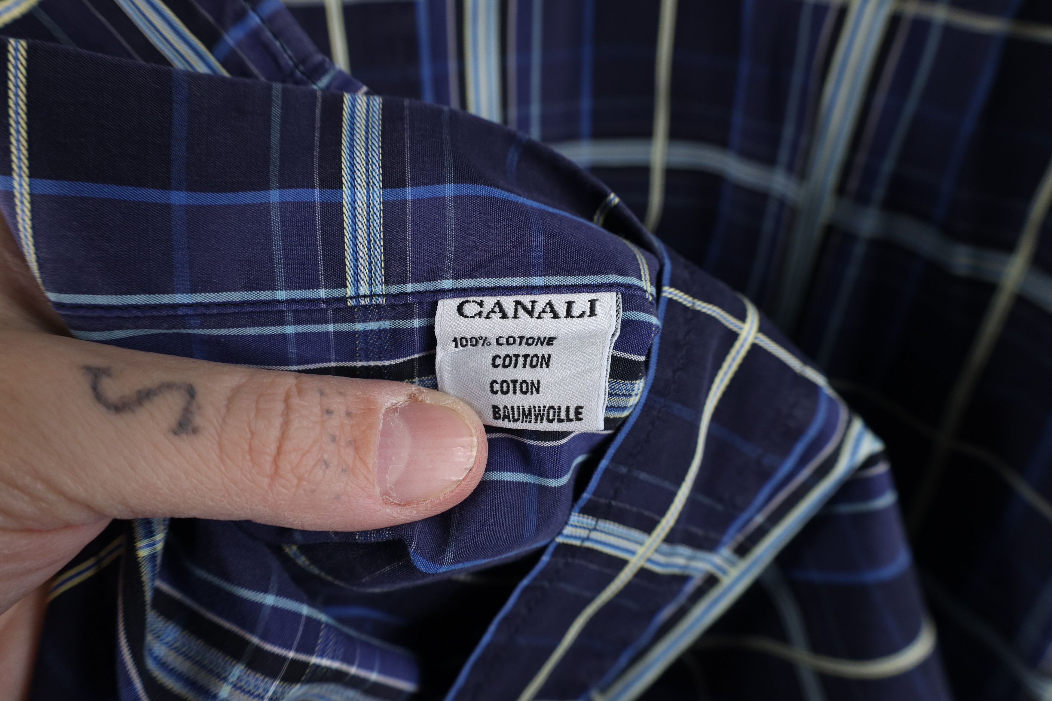 Canali × Vintage Canali Long Sleeve Collared Button Down Shirt Blue Plaid Size US M / EU 48-50 / 2 - 10 Thumbnail