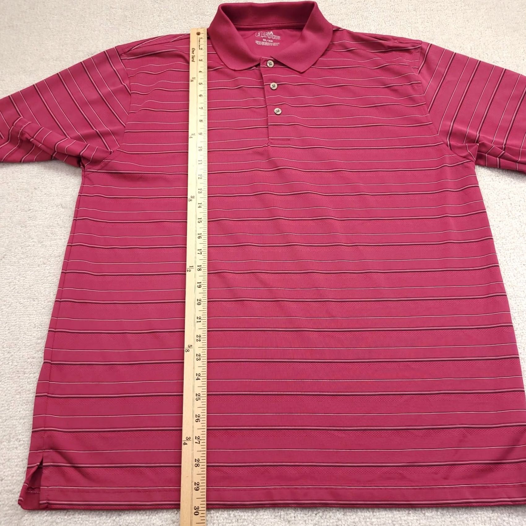 PGA Tour PGA TOUR Mens XL Pink Striped Short Sleeve 1/4 Button Golf Polo Shirt Size US XL / EU 56 / 4 - 4 Thumbnail