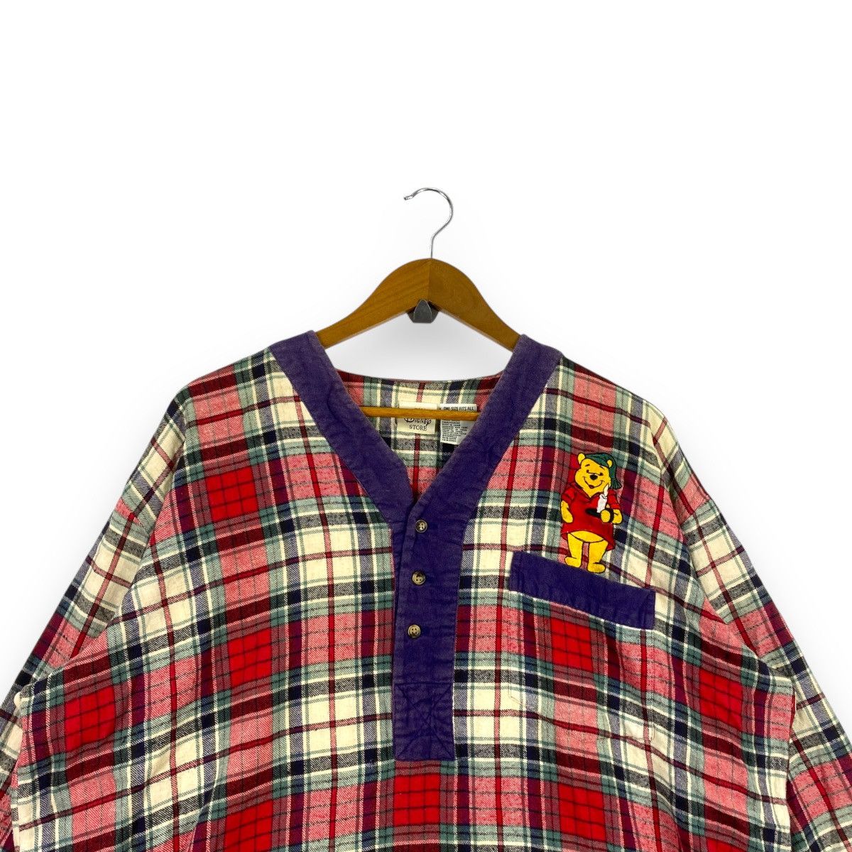 Disney Vintage DISNEY WINNIE THE POOH Plaid Checks Flannel Tee Size 3XL / US 20-22 - 2 Thumbnail
