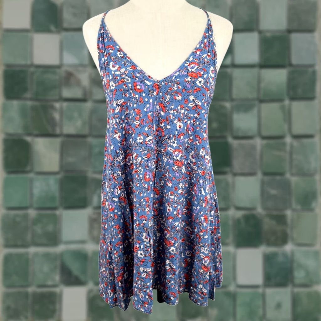 Free People VINTAGE? No — Intimately Free People Morning Slip Dress S Blue Paisley Racerback Boho Summer Size S / US 4 / IT 40 - 1 Thumbnail