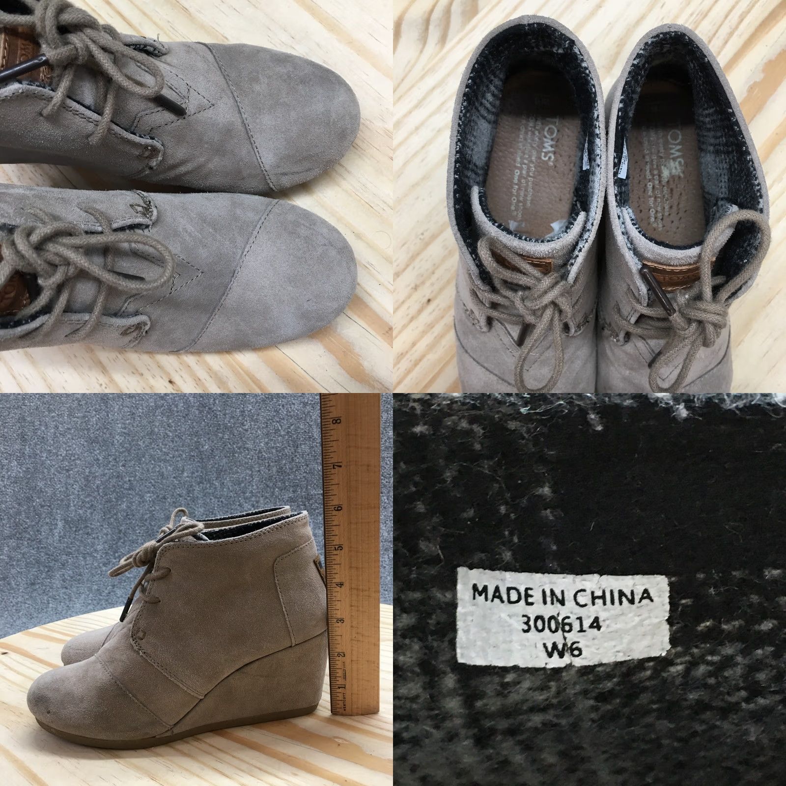 Toms TOMS Boots Womens 6 Desert Wedge Ankle Bootie Gray Suede Casual Lace Up Desert Boots 300614 Wedge Bootie Women Gray Shoes Mens? Size US 6 / IT 36 - 9 Thumbnail