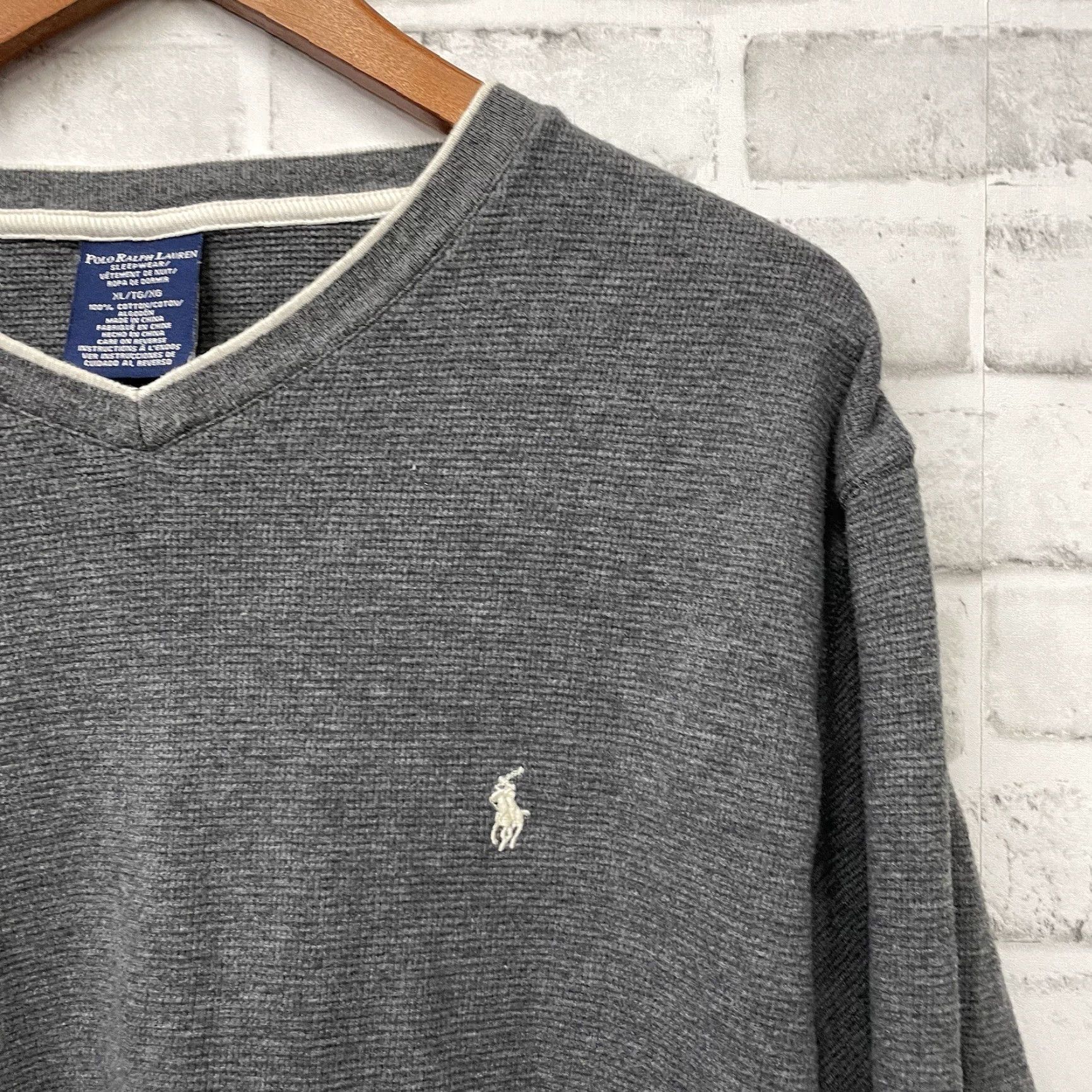 Polo Ralph Lauren Polo Ralph Lauren Sweater Shirt Mens XL V-Neck Gray 100% Cotton Sleepwear Pullover Size US XL / EU 56 / 4 - 2 Thumbnail