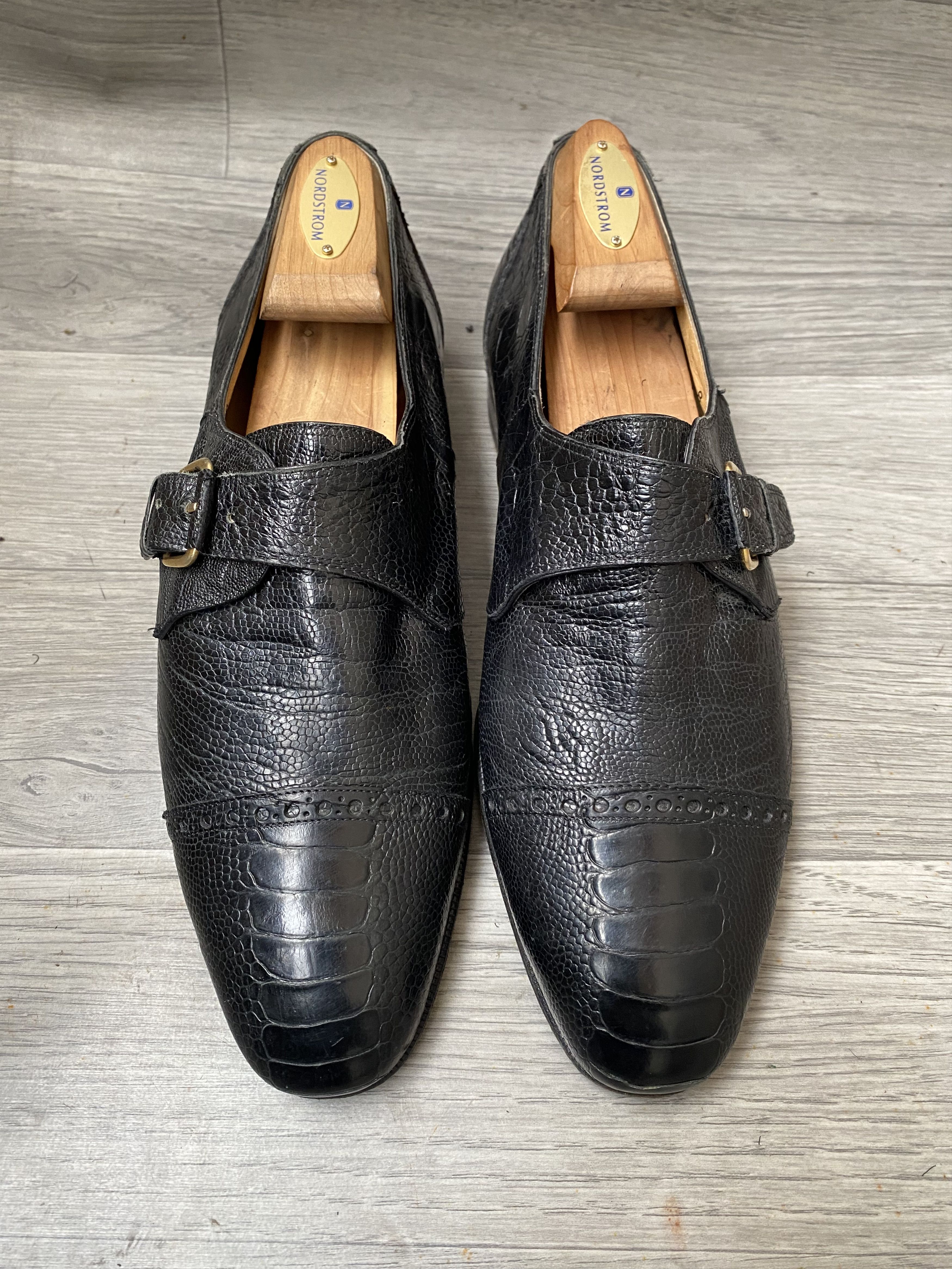 Mauri Mauri single monk strap black exotic ostrich leather sz41 Size US 8 / EU 41 - 1 Thumbnail