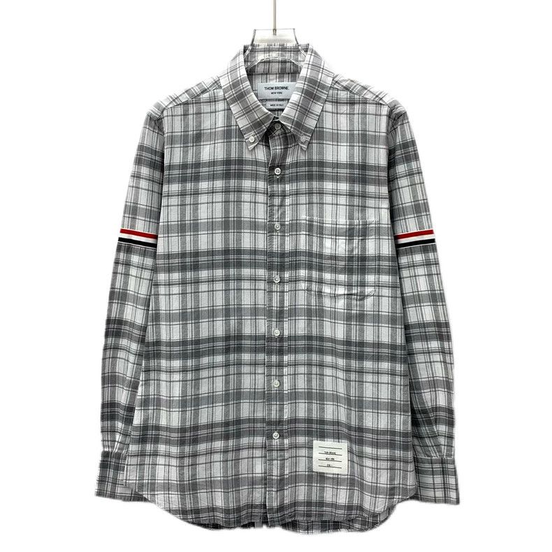 Thom Browne Gray Plaid Long Sleeve Shirt - dmc