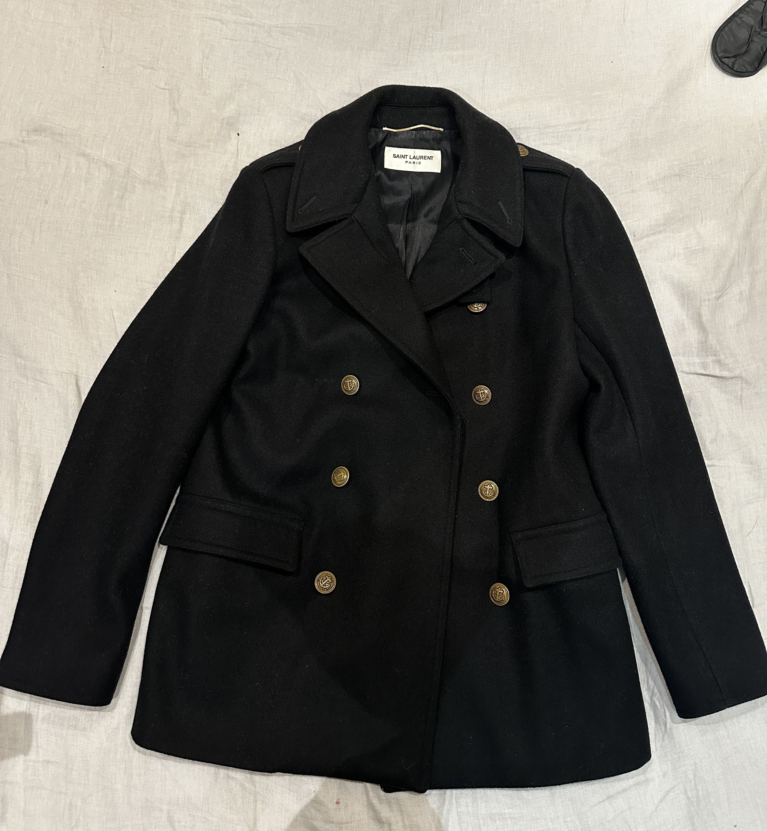 image of Saint Laurent Paris Saint Laurent Fw13 Allure Peacoat Jacket in Black, Men's (Size Medium)