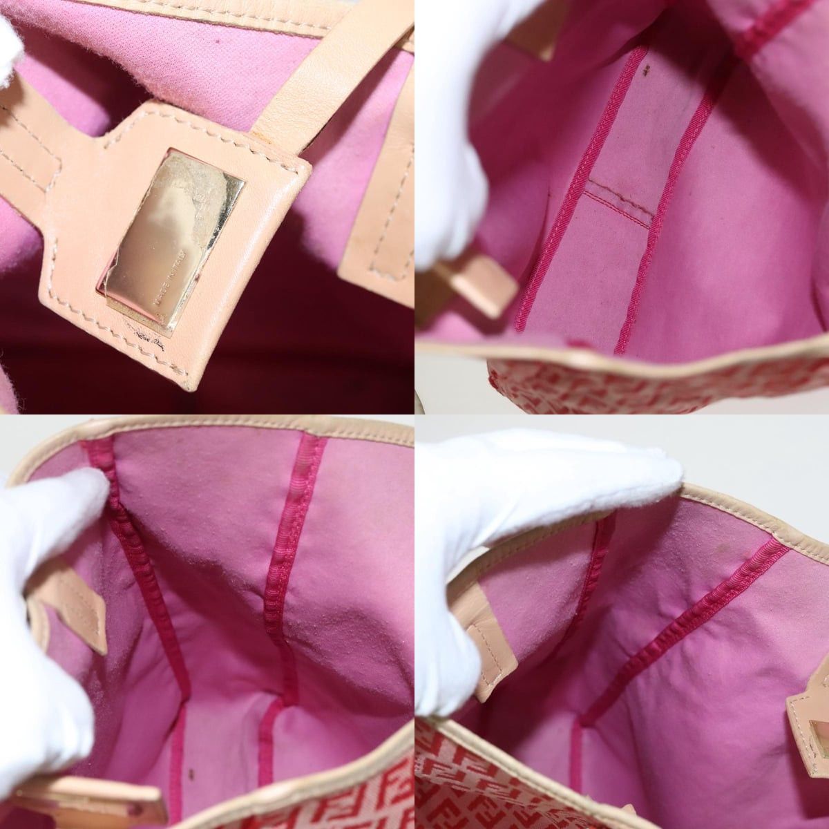 Fendi FENDI Zucchino Canvas Hand Bag Red Gold Size ONE SIZE - 11 Thumbnail