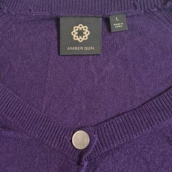 Designer Amber Sun Sz L Purple Button-down LS Cardigan with Pockets Size L / US 10 / IT 46 - 4 Thumbnail