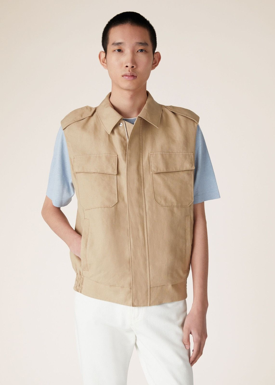 Loro Piana o1srvl11e1224 Tropical Linen Nevado Vest in Light Beige Size US S / EU 44-46 / 1 - 2 Thumbnail