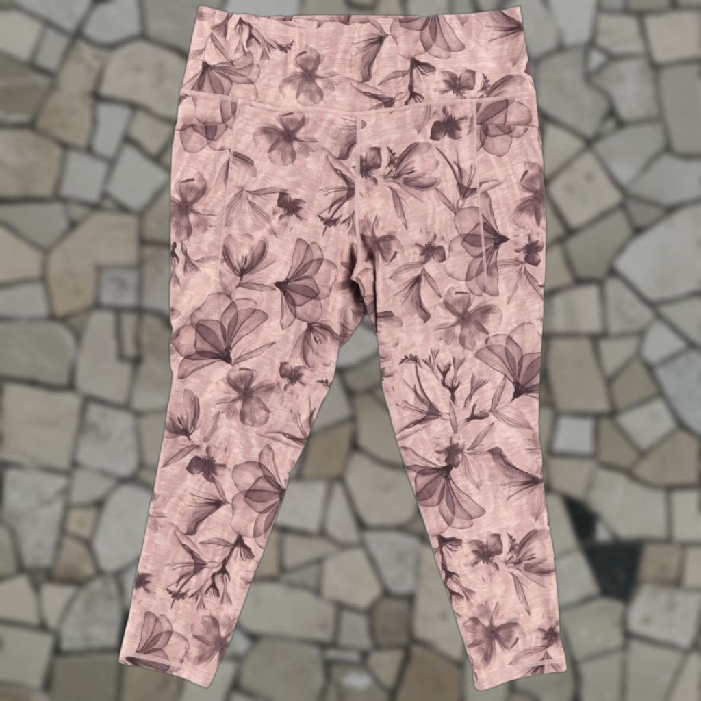 Athleta Athleta Leggings Pink Floral Women's XL Salutation Stash Pocket II 7/8 Nylon Woven Slim Fit Pants Adults Women Size 40" / US 18 - 1 Thumbnail