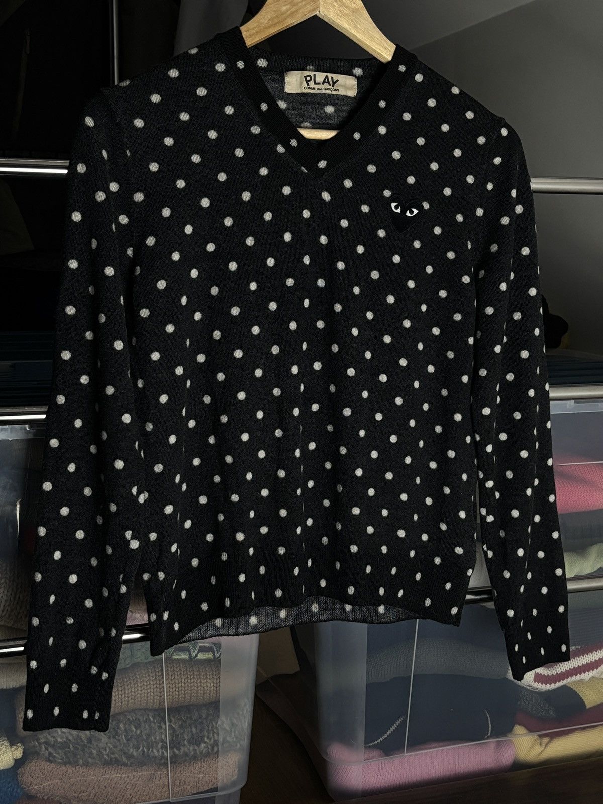 Comme des Garcons PLAY Comme Des Garcons Play Polka Dot Wool Sweater Vintage Rare Size L / US 10 / IT 46 - 2 Thumbnail