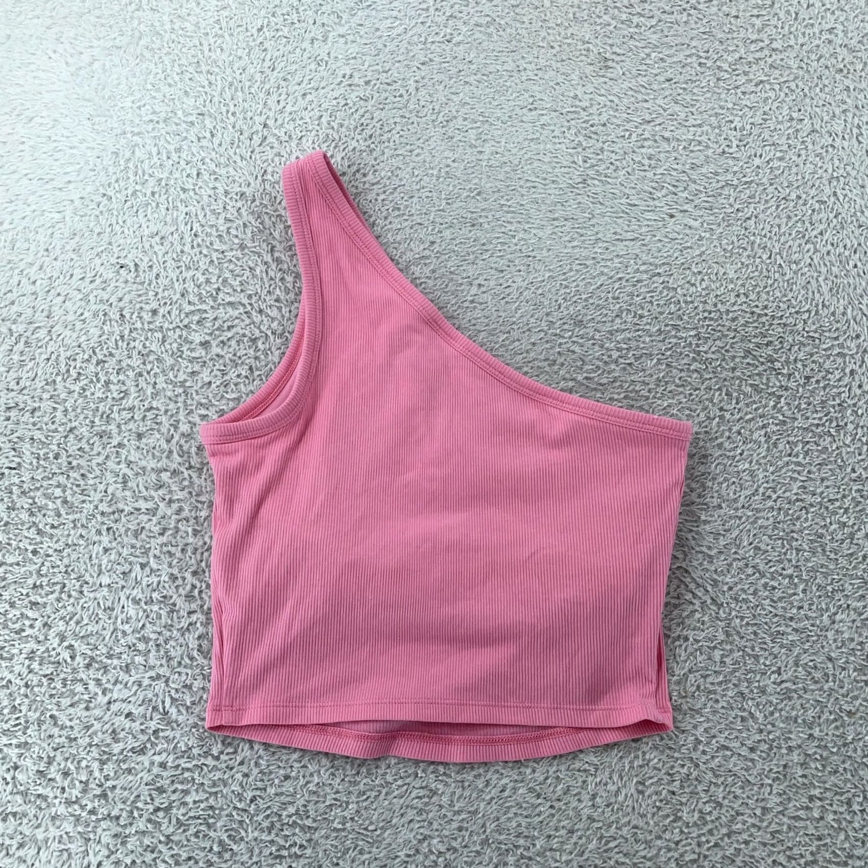 Pinko PINK Victoria's Secret Ribbed One Shoulder Crop Top Womens Small Pink 125618-086 Size S / US 4 / IT 40 - 3 Thumbnail