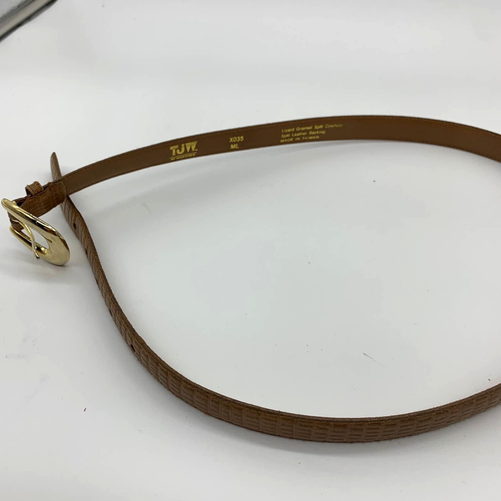 Other TJW Brown Genuine Leather Womens Belt Size M-L Size ONE SIZE - 3 Thumbnail