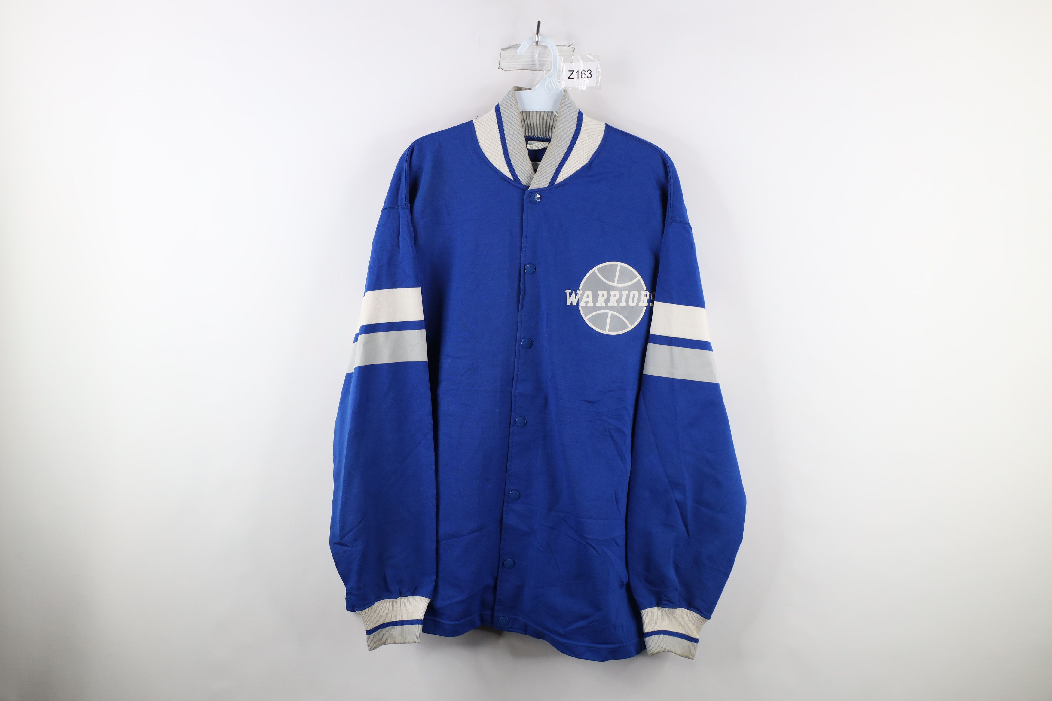 image of Vintage 70's Spell Out Warriors Basketball Warm Up Jacket Usa in Blue, Men's (Size XL)