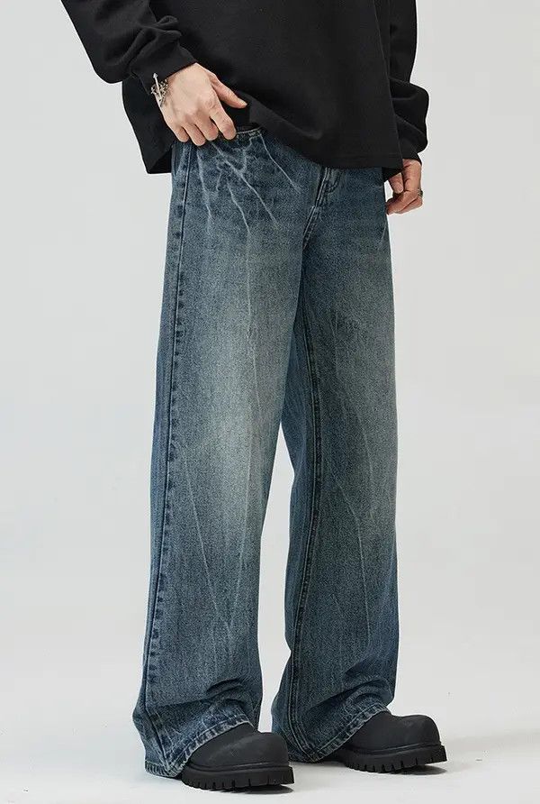 Japanese Brand Lightning Pattern Vintage Wash Straight Bootcut Jeans Size US 32 / EU 48 - 7 Thumbnail