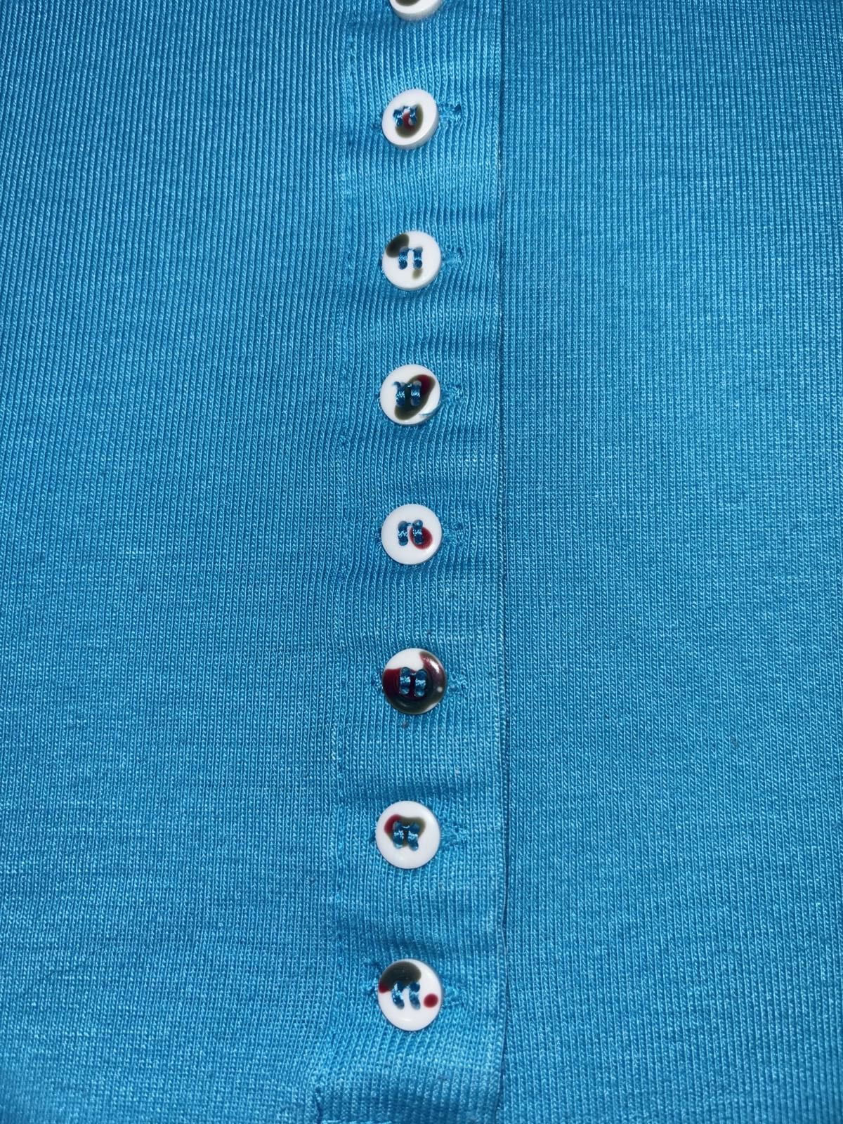 Designer Stylish Turquoise Short Sleeve Button-Up Shirt Size S / US 4 / IT 40 - 3 Thumbnail