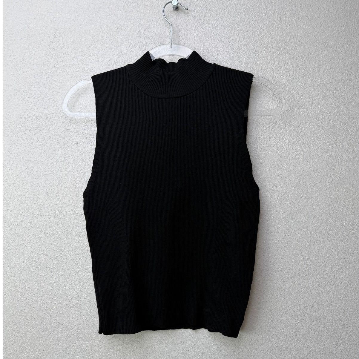 Zara NWT Zara Black Ribbed Mock Neck Sleeveless Top L Size L / US 10 / IT 46 - 3 Thumbnail