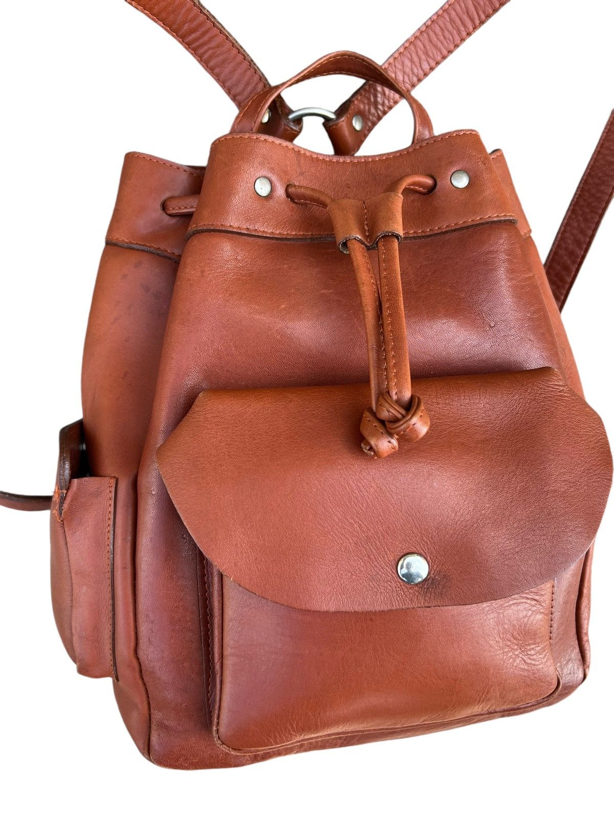 Leather Vintage Unknown Japan High Quality Leather Backpack Bag Size ONE SIZE - 7 Thumbnail