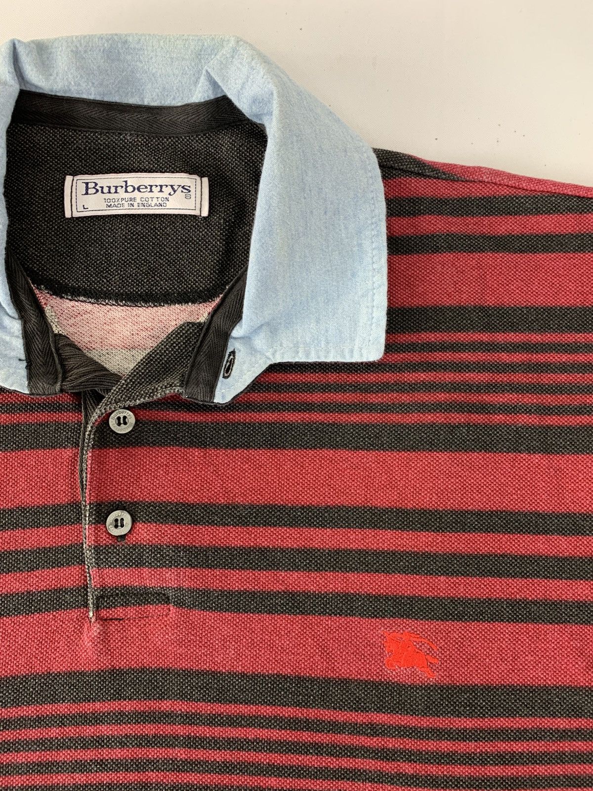 Burberry 90s Burberrys London Red Striped Polo Tee T-shirt Size US XL / EU 56 / 4 - 4 Thumbnail