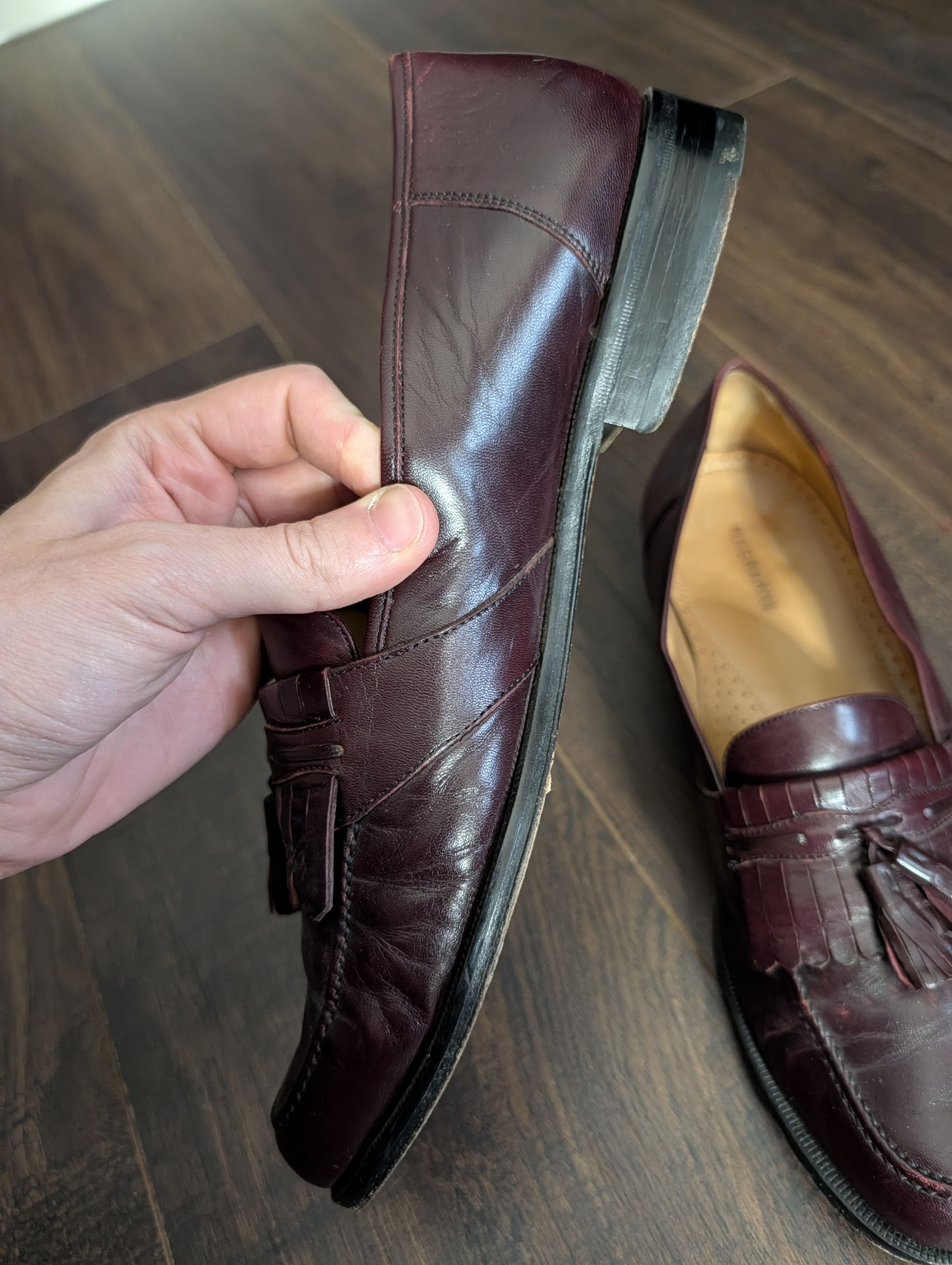 Magnanni Burgundy/Wine Leather Tassel Kiltie Loafers 11.5 Size US 11.5 / EU 44-45 - 4 Thumbnail