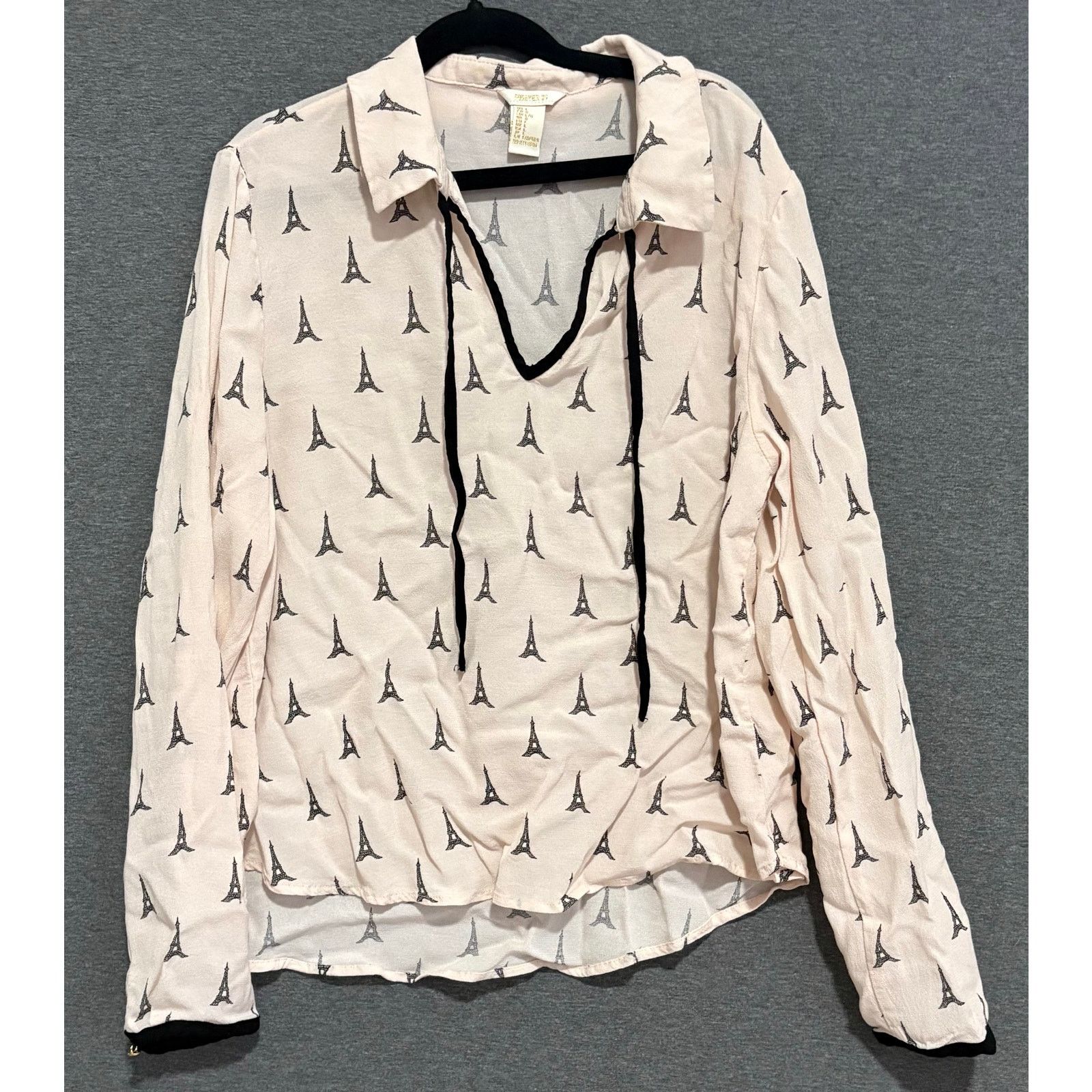 Forever 21 Forever 21 | Eiffel Tower Graphic Long Sleeve Blouse | Large Size L / US 10 / IT 46 - 1 Thumbnail
