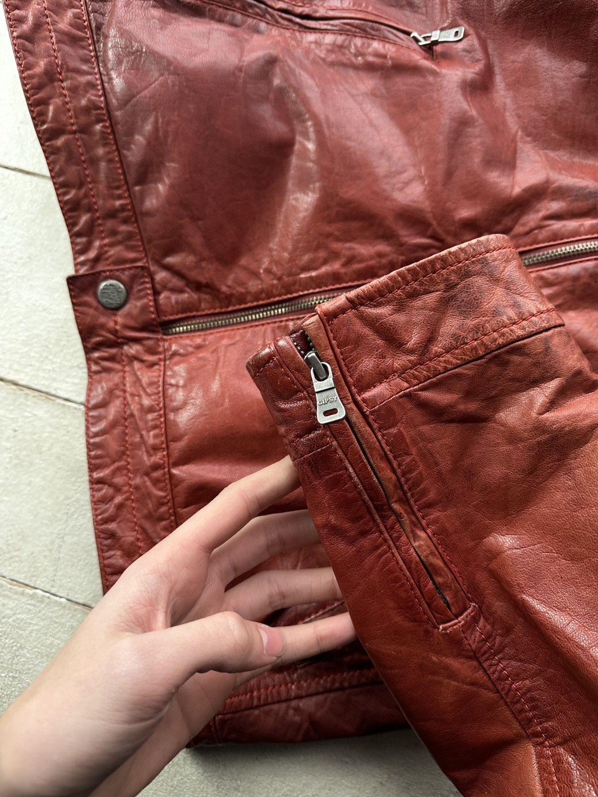 Gypsy 🚨VNTG LEATHER JACKET AVANT GARDE ASYMMETRICAL BROWN MOTO Size US XL / EU 56 / 4 - 10 Thumbnail