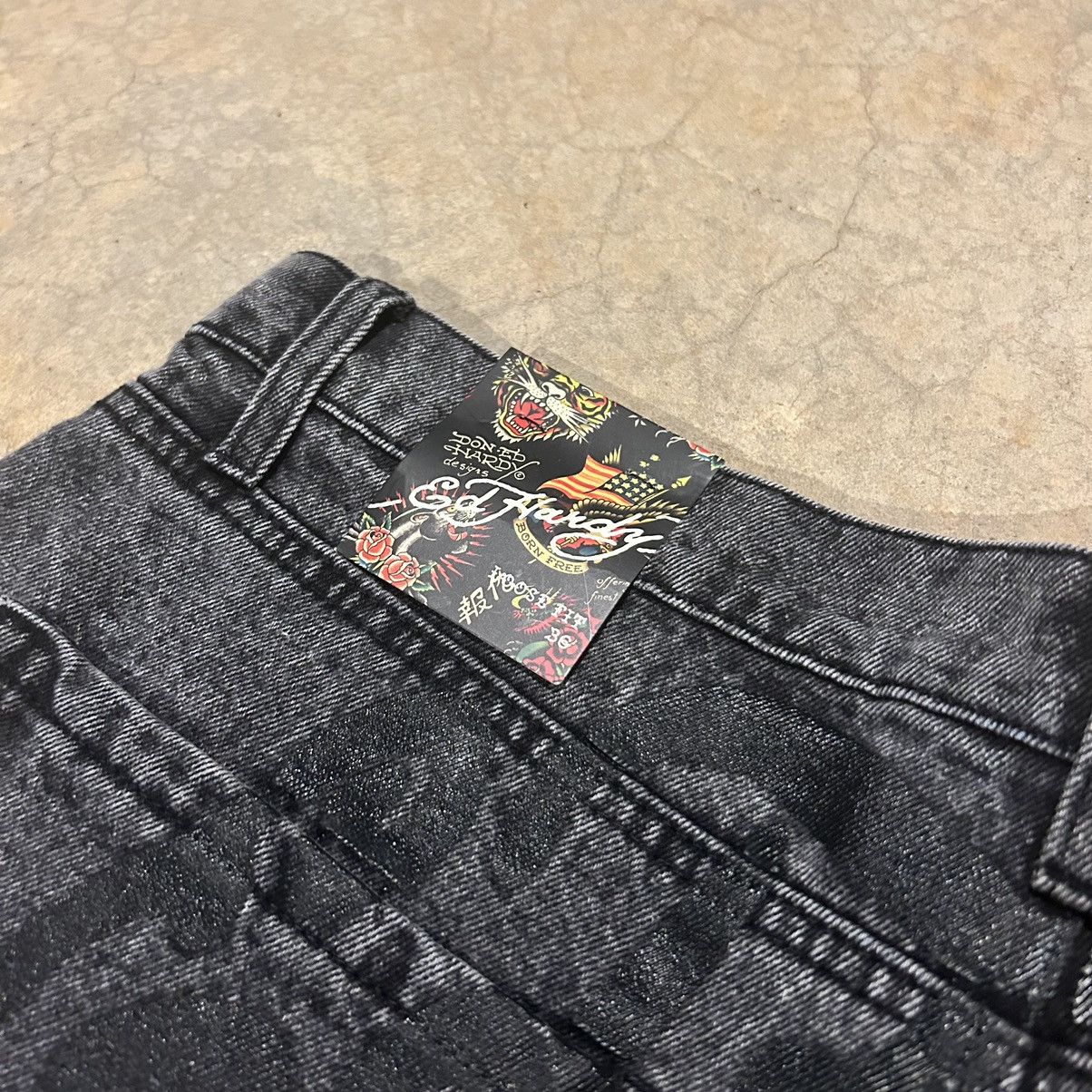 Ed Hardy × Vintage Crazy Vintage Y2K Ed Hardy Script Embroidered Baggy Jeans Size US 36 / EU 52 - 7 Thumbnail