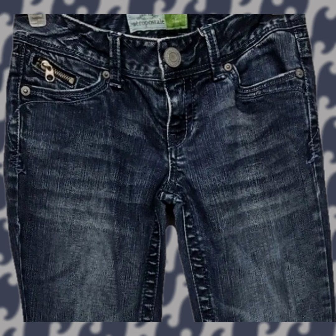 Vintage Aéropostale Bayla Skinny Jeans Jeans Women 1/2 Regular Dark Blue Stretch 29in Low Rise Y2K Boys? (remove mis). Size 25" / US 0 / IT 36 - 1 Thumbnail