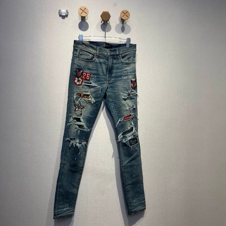 Amiri Vintage Multi-Element Badge Washed Destroyed Jeans