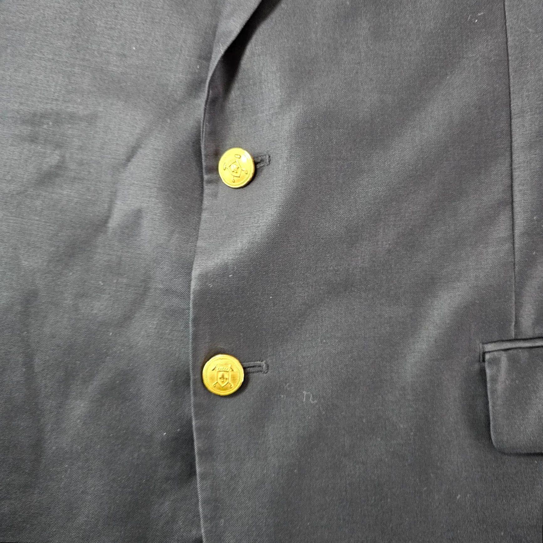 Ralph Lauren VINTAGE Lauren Ralph Lauren Sport Coat Blazer Jacket Mens 46L Navy Gold Button 100% Wool Size 46R - 4 Thumbnail