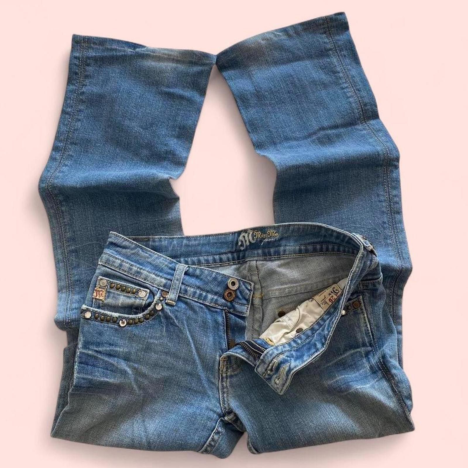 Designer Vintage styled Low-rise flare jeans Size 26" / US 2 / IT 38 - 2 Thumbnail