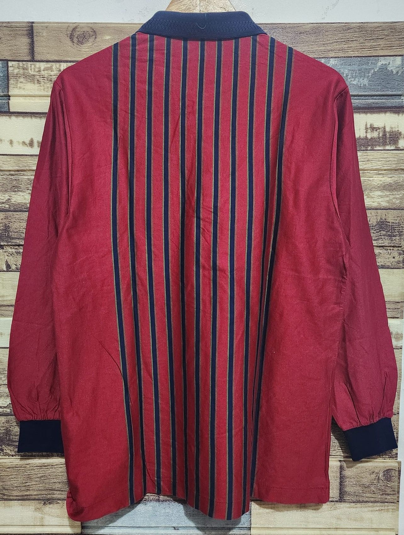 Lyle & Scott × Vintage Vintage Lyle & Scott Polo Shirt Stripe Long Sleeve Size US M / EU 48-50 / 2 - 2 Thumbnail