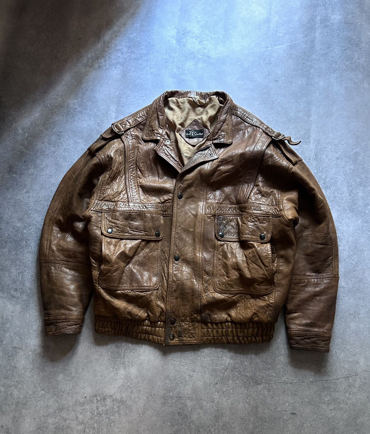 Vintage Vintage Real Leather bombers jacket mens y2k oversized Size US XL / EU 56 / 4 - 1 Thumbnail