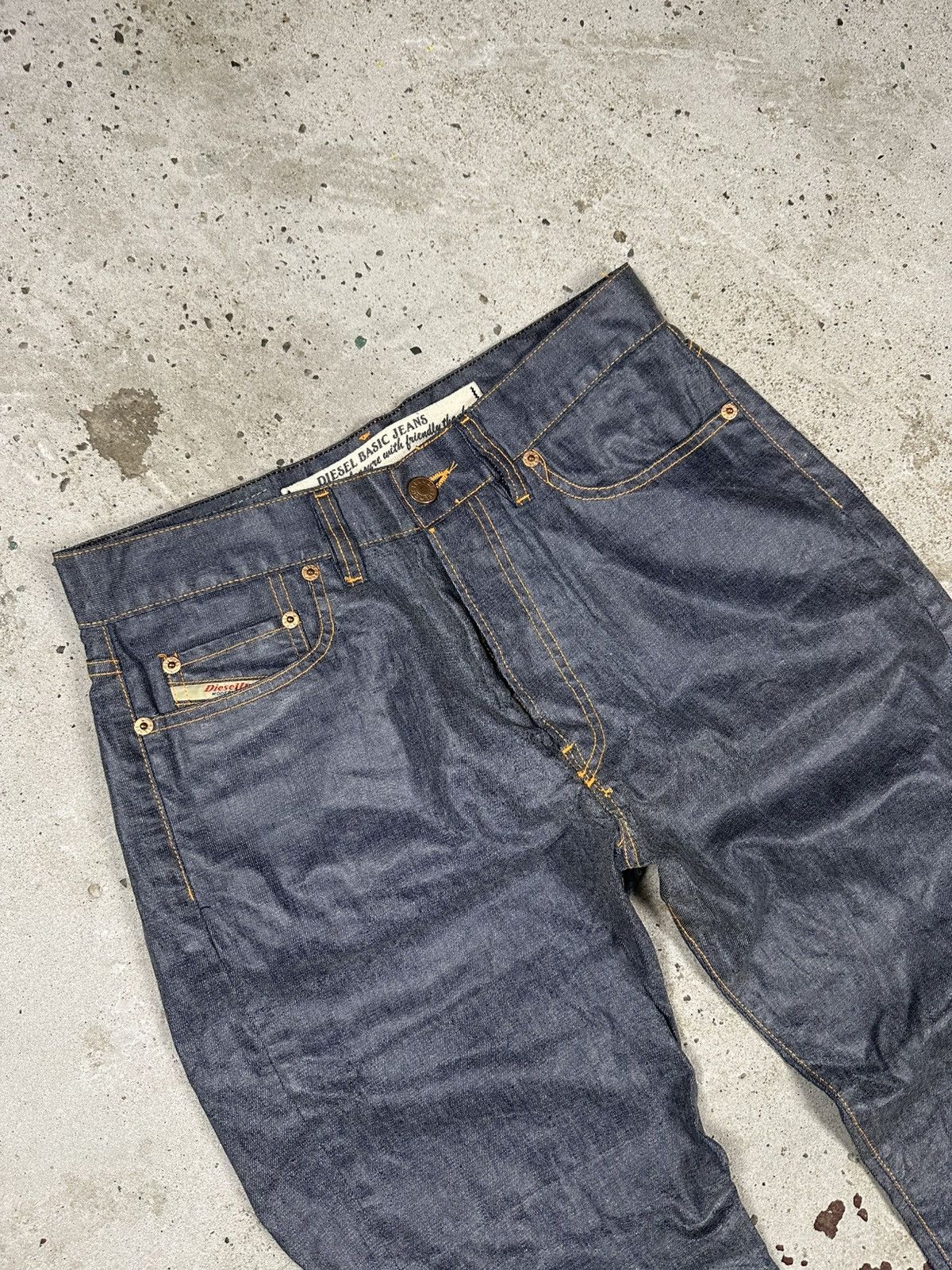 Diesel × Vintage Vintage Y2K Diesel Waxed Fellow Denim Pants Jeans Size US 30 / EU 46 - 7 Thumbnail