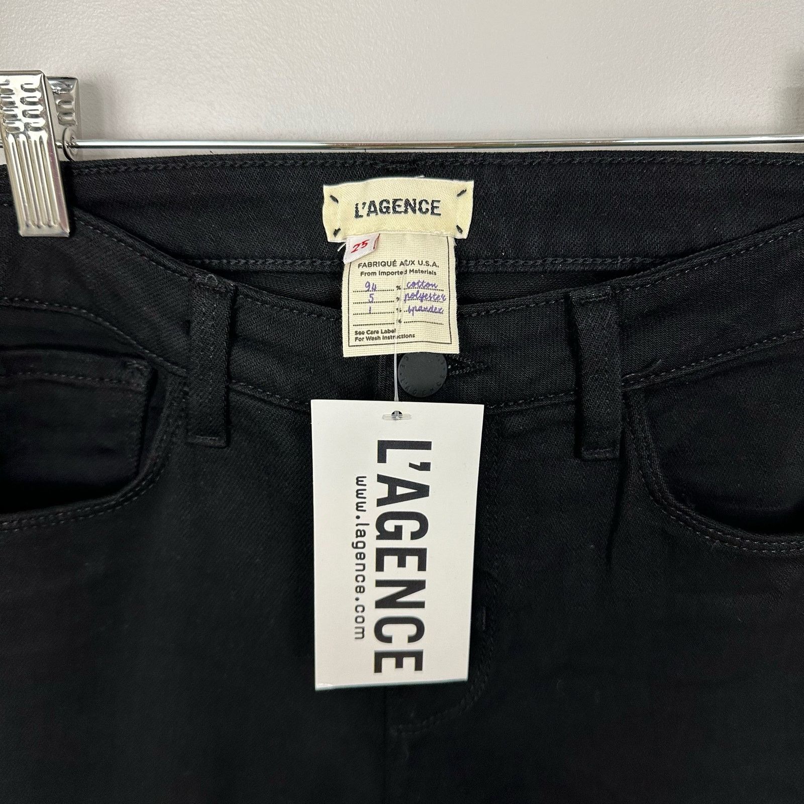 L'AGENCE NWT L’AGENCE Black Cotton Blend Skinny Mid Rise Jeans 25 Size 27" / US 4 / IT 40 - 2 Thumbnail