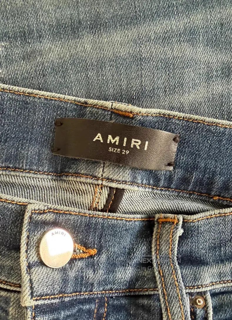 Amiri Amiri Blue Patch Leather Denim Jeans Size US 29 - 2 Thumbnail