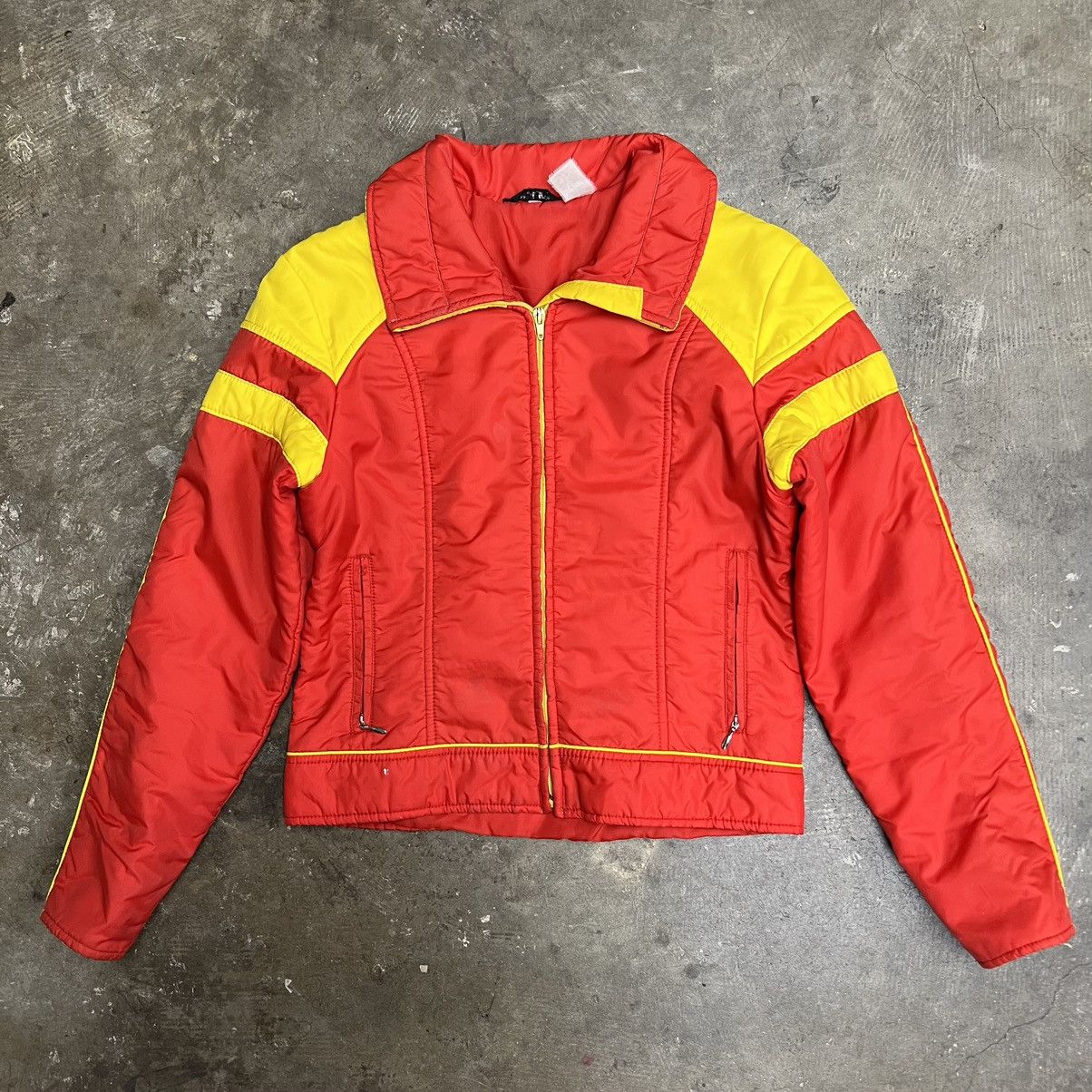 Vintage Vintage 70s Cropped Racing Jacket Red / Yellow Puff | Grailed