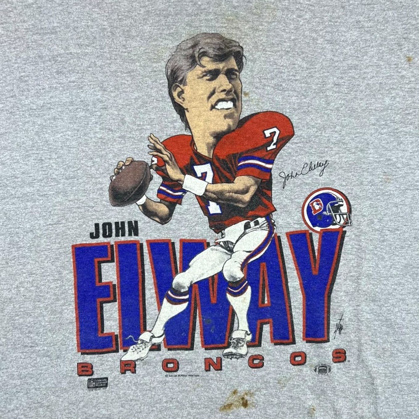 Vintage VINTAGE 80s DENVER BRONCOS John Elway T-Shirt NFL Football Single Stitch Graphic Grey L Mens Size US L / EU 52-54 / 3 - 3 Thumbnail